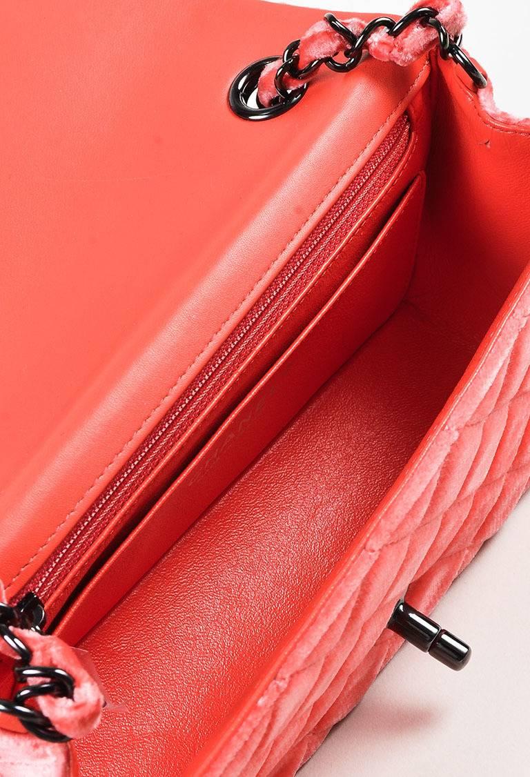 Chanel Coral Pink Velvet & Leather Quilted Crossbody 