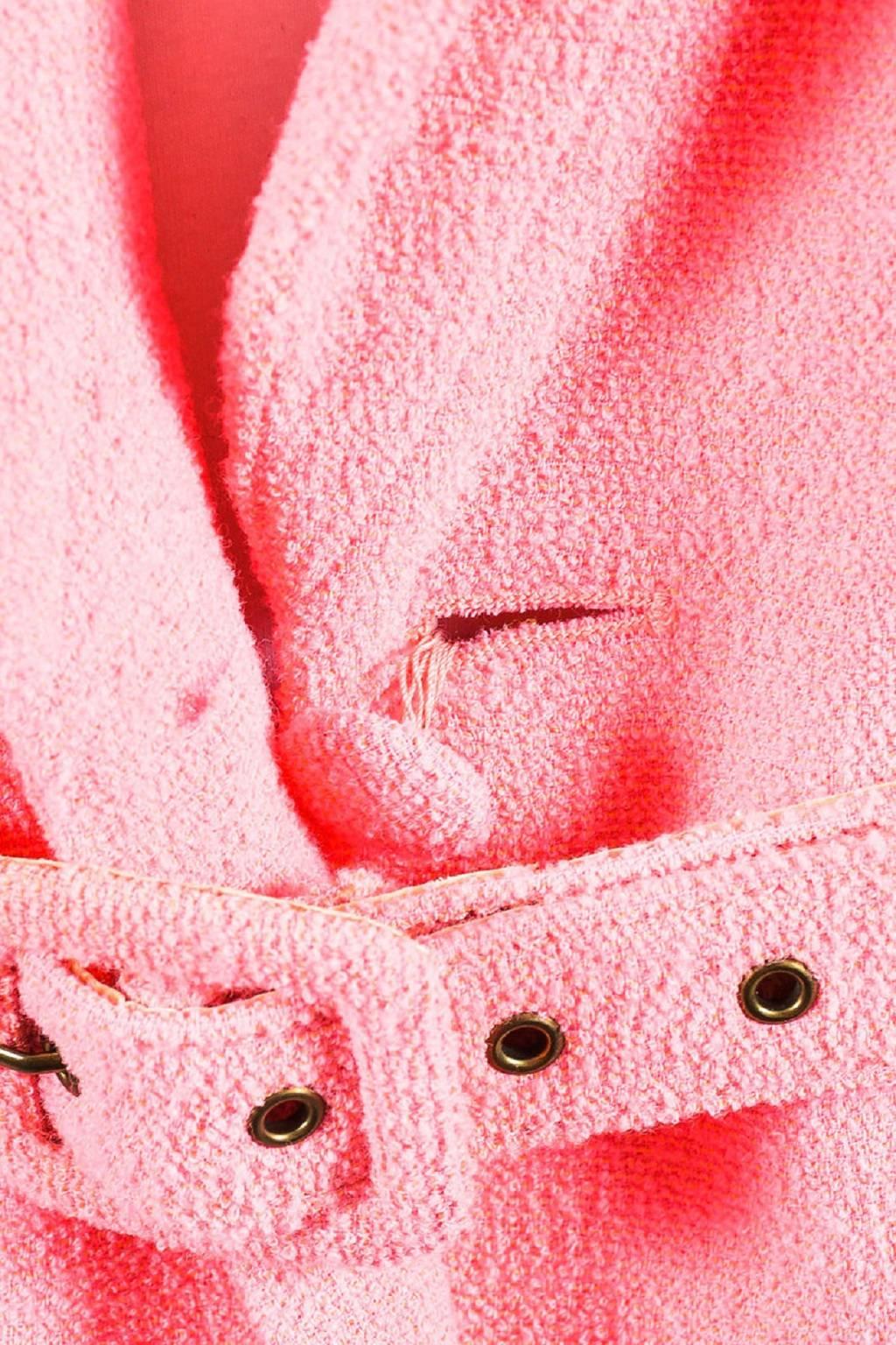 Moschino Couture Neon Pink Wool Boucle Belted Blazer Jacket In Good Condition In Chicago, IL