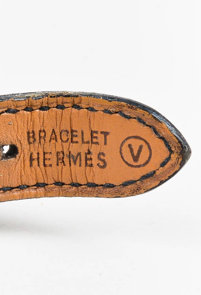 Vintage Hermes Black Lizard Leather Gold Plated Steel 