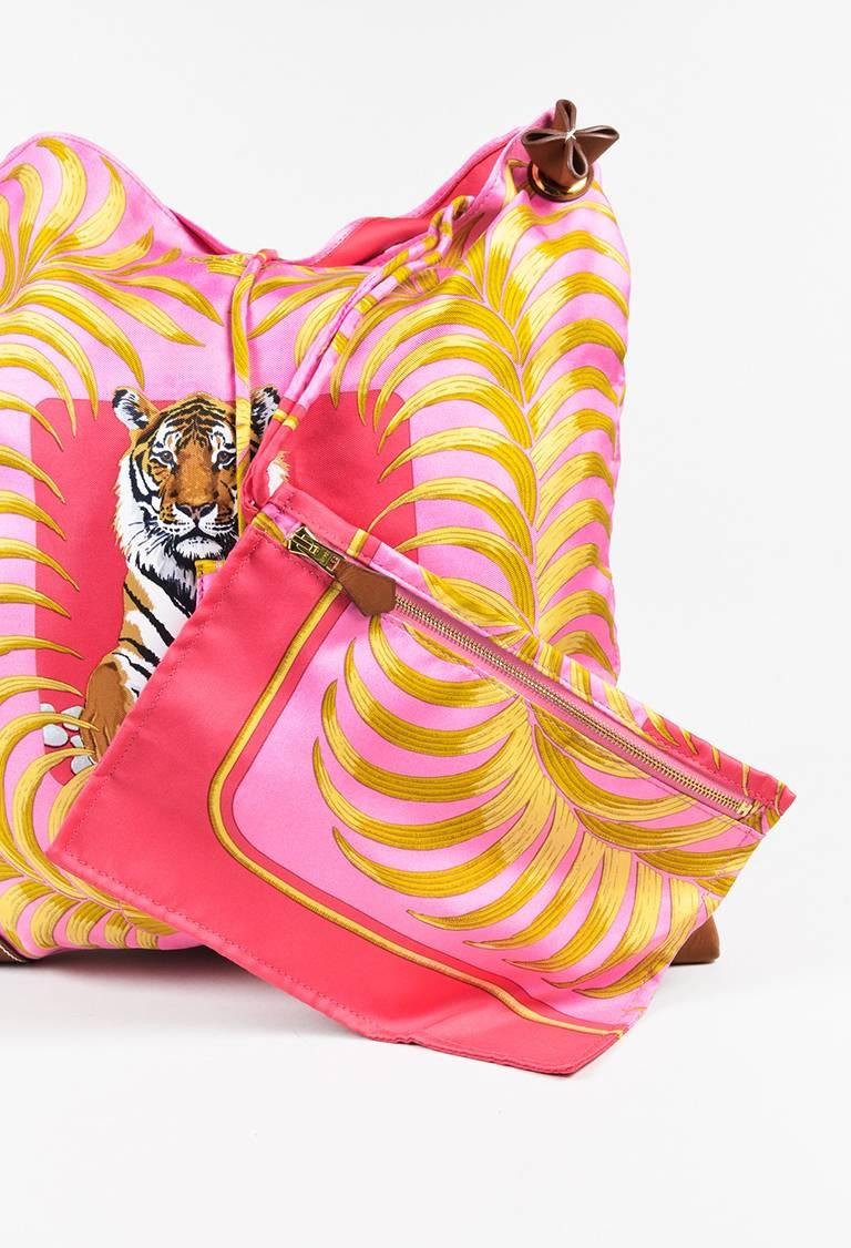 Hermes Pink Multicolor Silk Leather Tigre Royal Print 