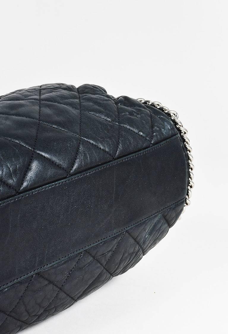 Chanel Black Lambskin Leather Silver Tone 