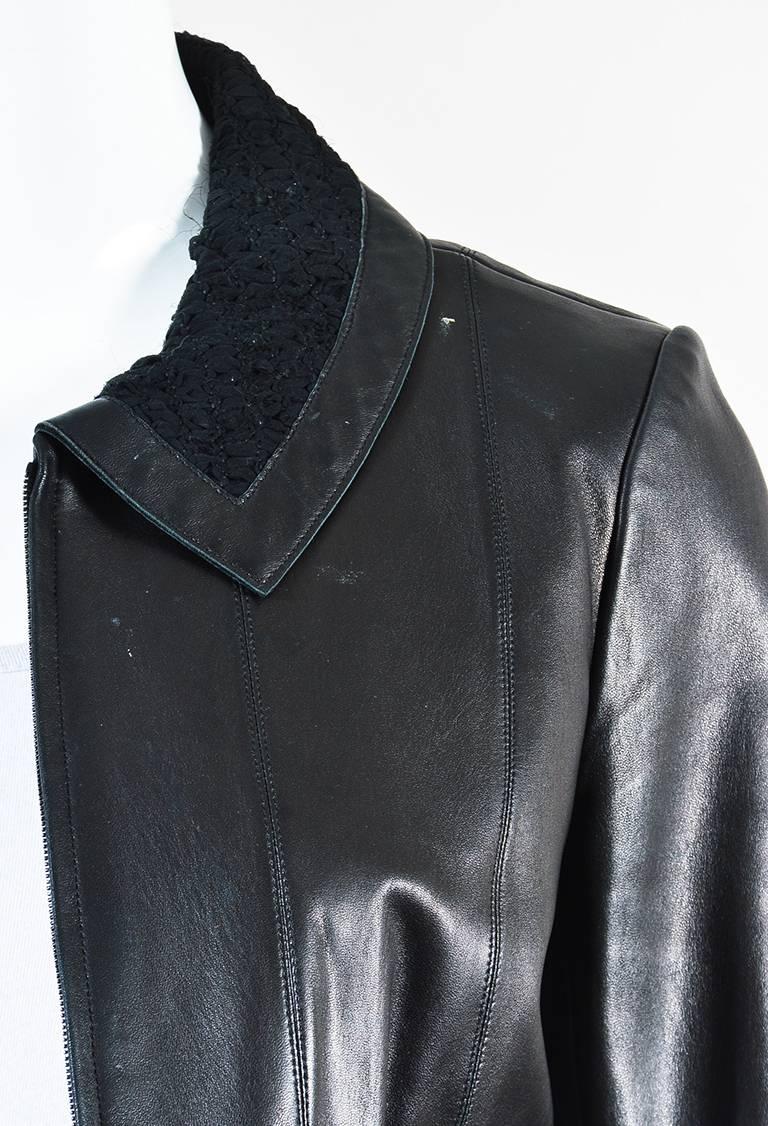 Women's Chanel Autumn 2004 Black Lambskin & Silk Smocked Panel Jacket For Sale