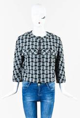 Chanel Gray Black & White Wool Woven Jacket