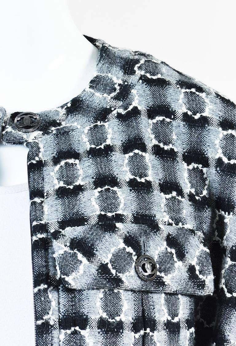 Women's Chanel Gray Black & White Wool Woven Jacket For Sale