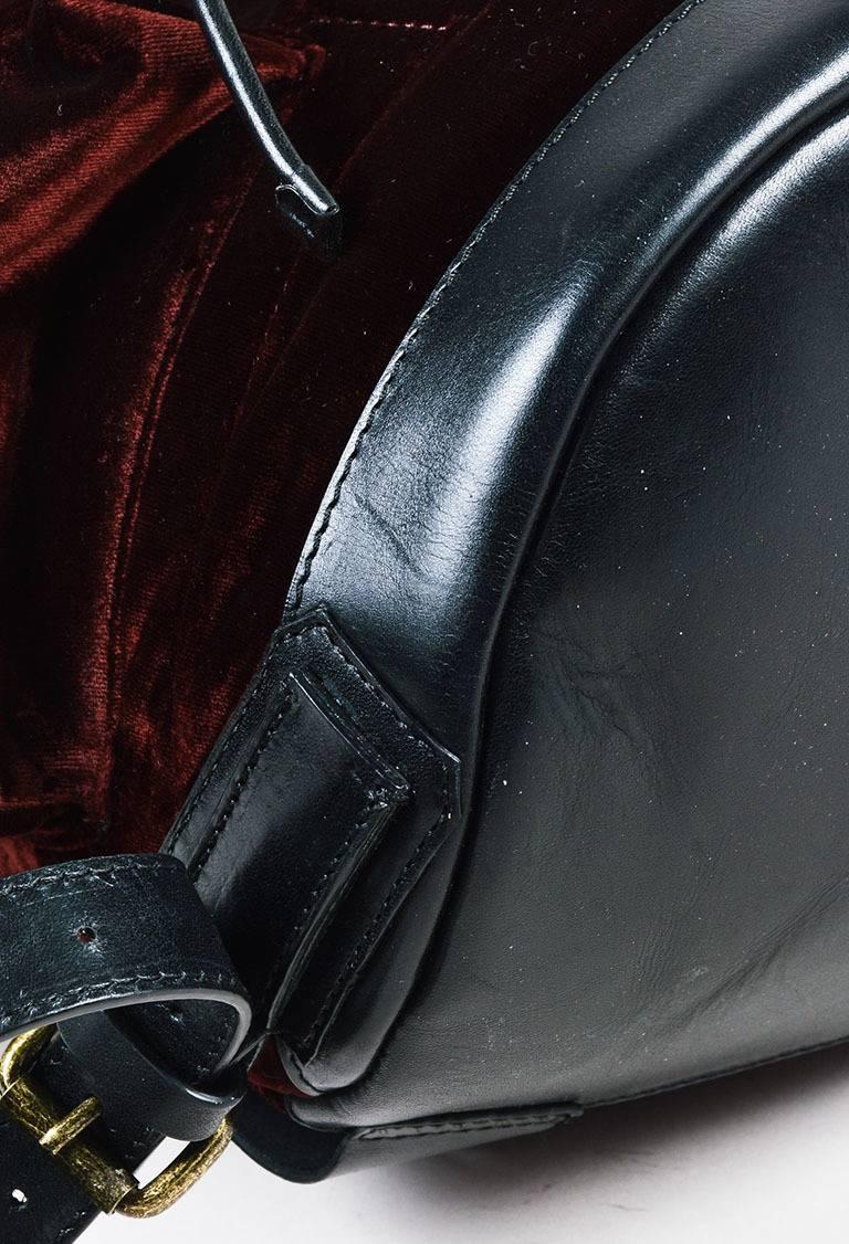 Dries Van Noten NWT Burgundy Black Velvet Leather Trim Drawstring Backpack Bag For Sale 3