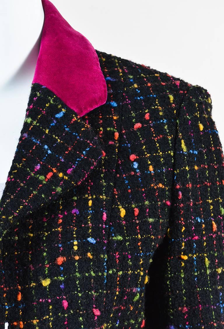 Women's Moschino Cheap and Chic Black Multicolor Virgin Wool Tweed Boucle Jacket SZ 6 For Sale