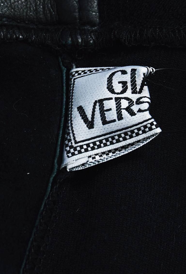 Women's Vintage Gianni Versace Black Leather Trimmed High Waist Legging Riding Pants For Sale