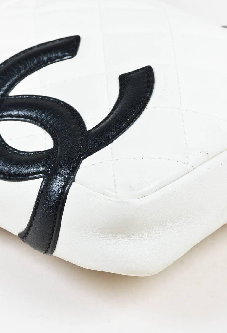 Chanel White & Black Leather Quilted 'CC' 