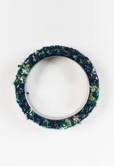 Chanel 13A Green Navy Multicolor Woven Tweed 'CC' Bangle Bracelet