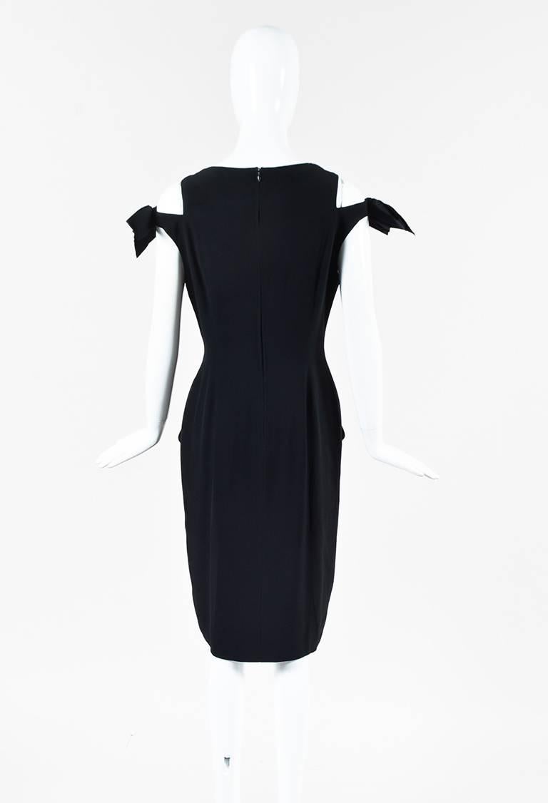 Chanel Boutique Vintage Black Crepe Cold Shoulder Dress In Fair Condition For Sale In Chicago, IL