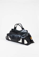 Gucci Black Leather Bamboo Tassel "Race" Tote Bag