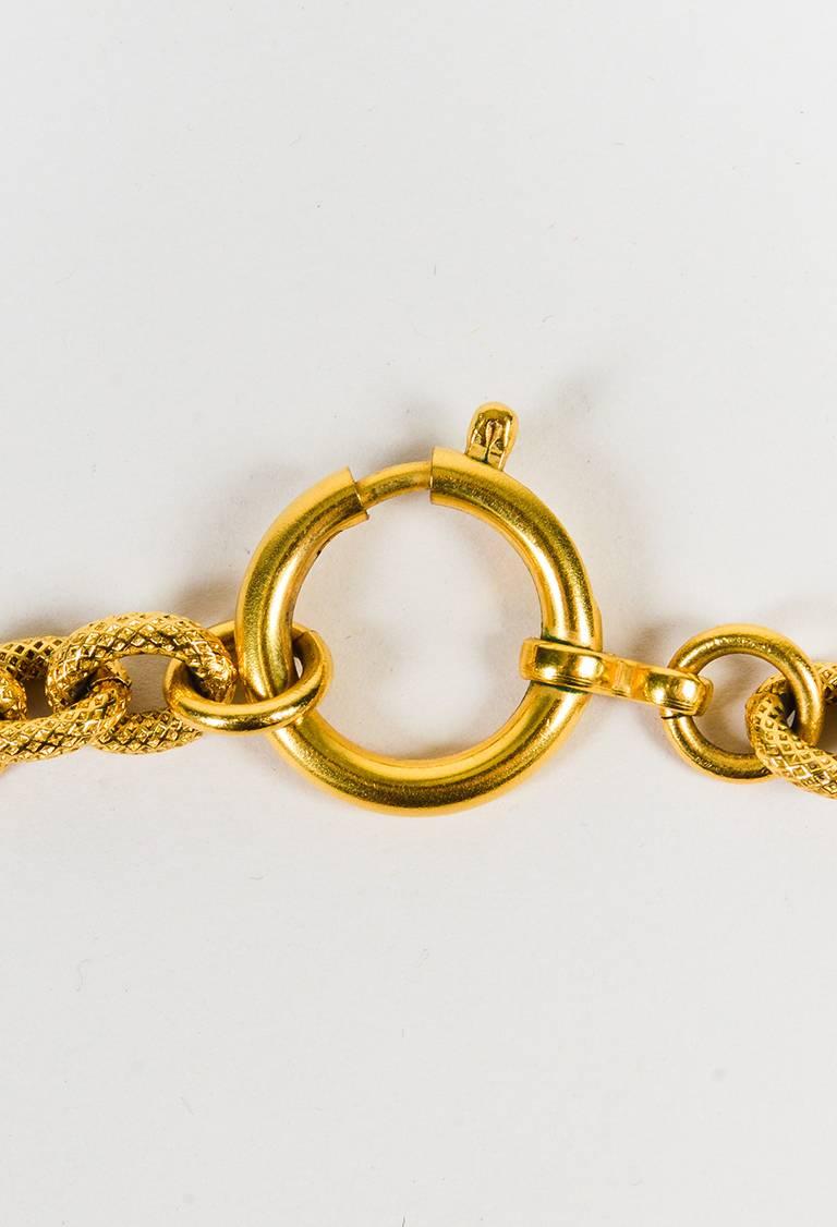 Chanel Vintage Gold Tone 'CC' Dog Tag Pendant Necklace For Sale 1