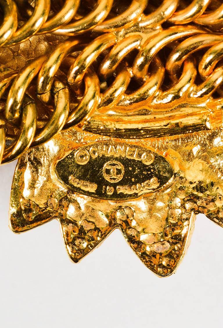 Women's or Men's Chanel Vintage Gold ToneLion Medallion Pendant Necklace For Sale