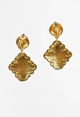 Chanel Vintage 95A Textured 'CC' Text Logo Drop Earrings