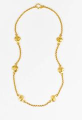 Chanel Vintage Gold Chain Link 'CC' Medallion Station Strand Necklace