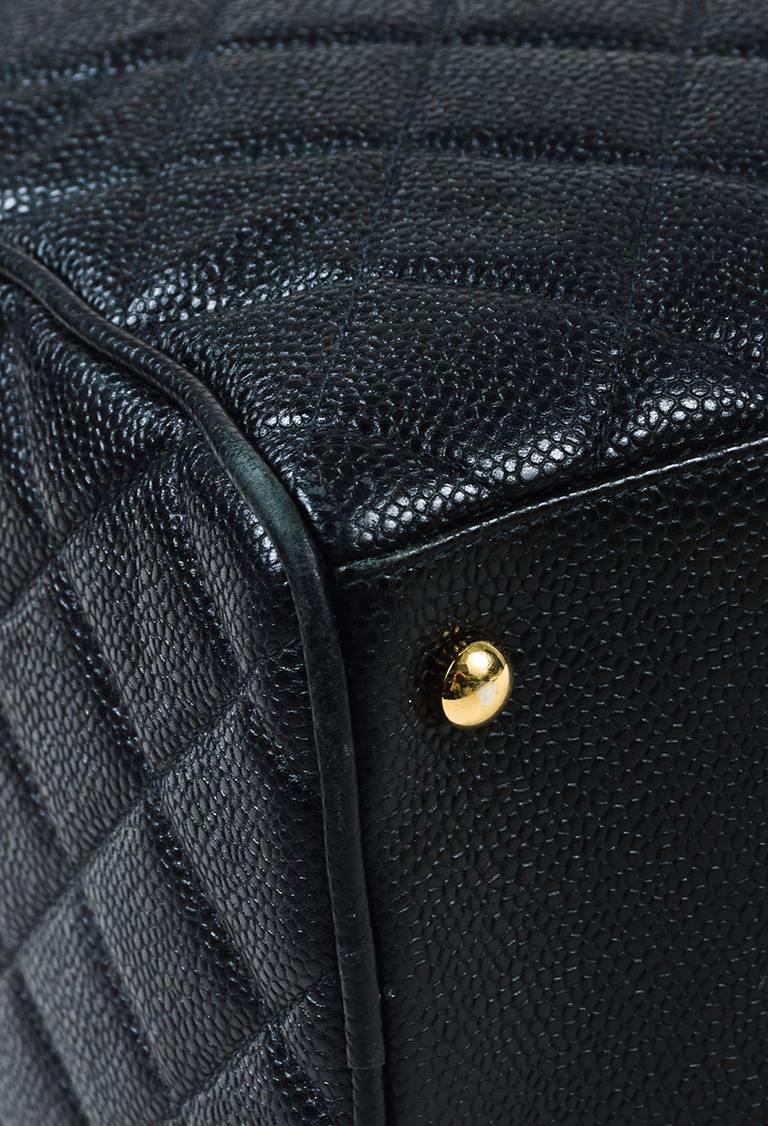 Chanel Black Caviar Leather Quilted 'CC' Top Handle Bowler Bag For Sale 1