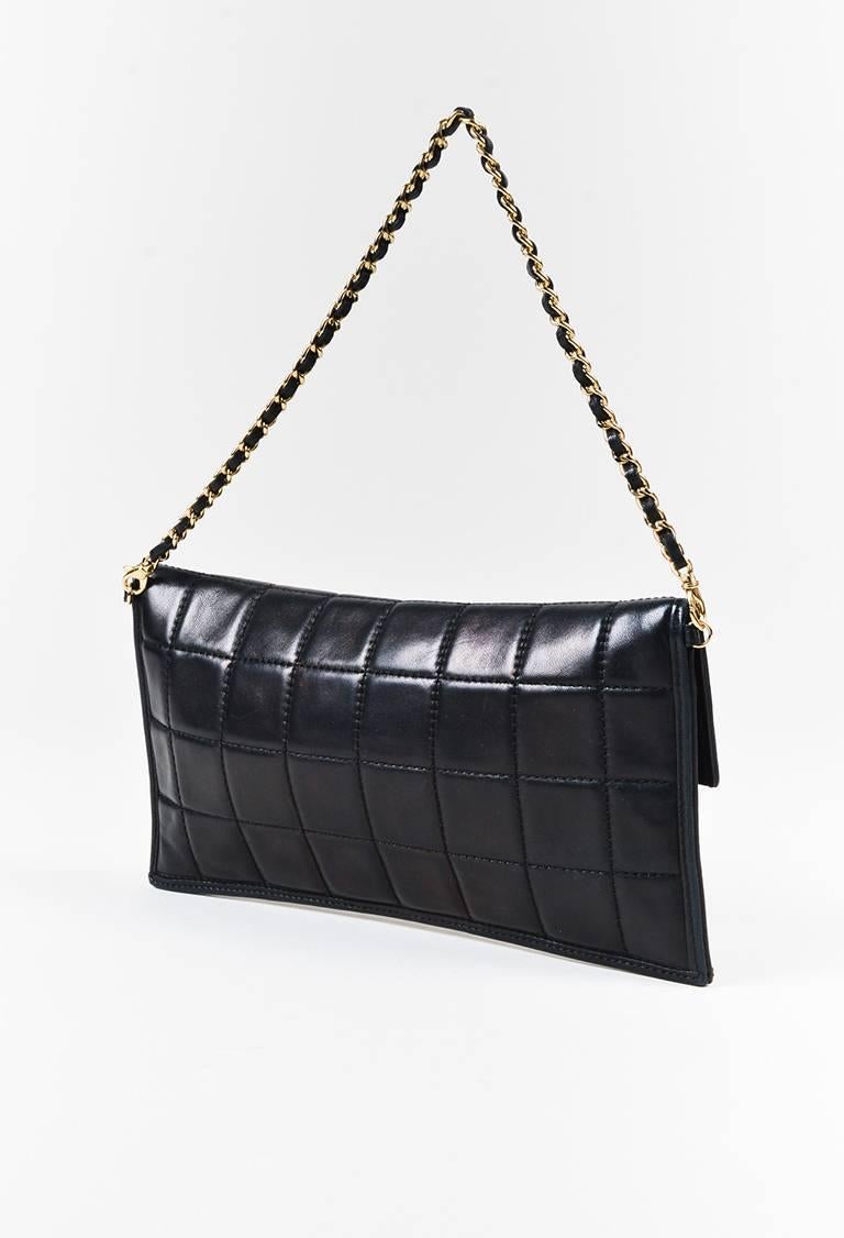 Black lambskin leather quilted 