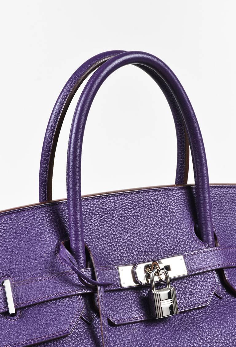 Women's Hermes Cassis Purple Grained Togo Leather 