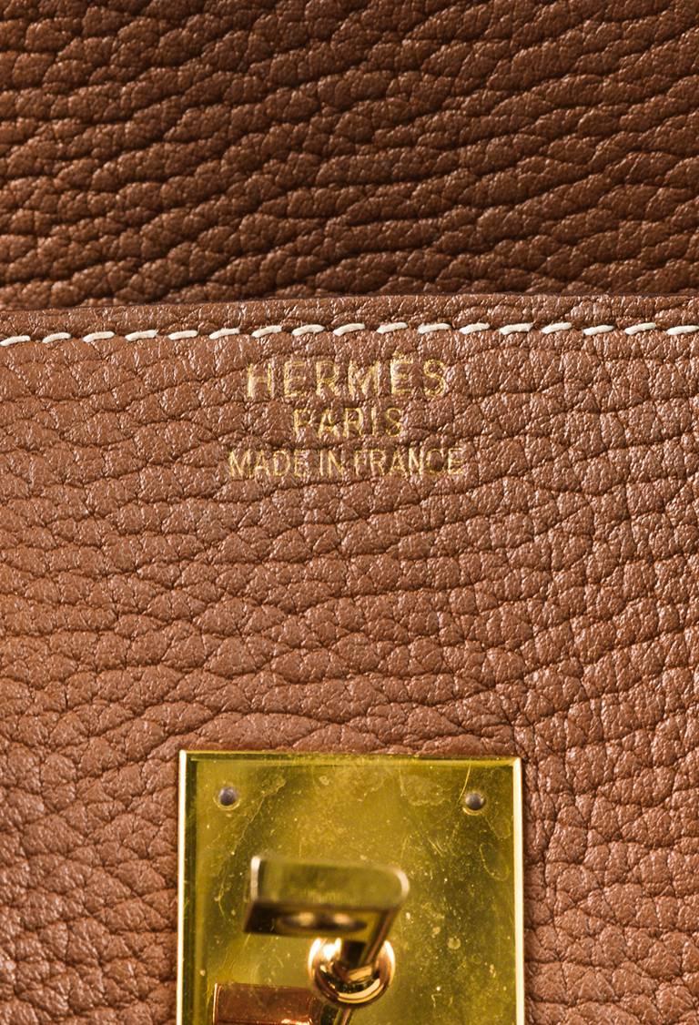 Hermes Cognac Brown Clemence Leather 'HAC' Birkin 35 Satchel Tote Bag For Sale 2