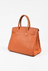 Hermes Potiron Orange Clemence Leather RHW "Birkin" 30cm Bag