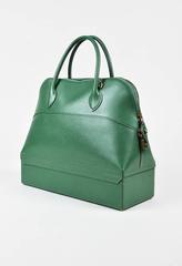 Vintage Hermes Vert Green Veau Grain Lisse Leather "Bolide Double Bottom" Bag