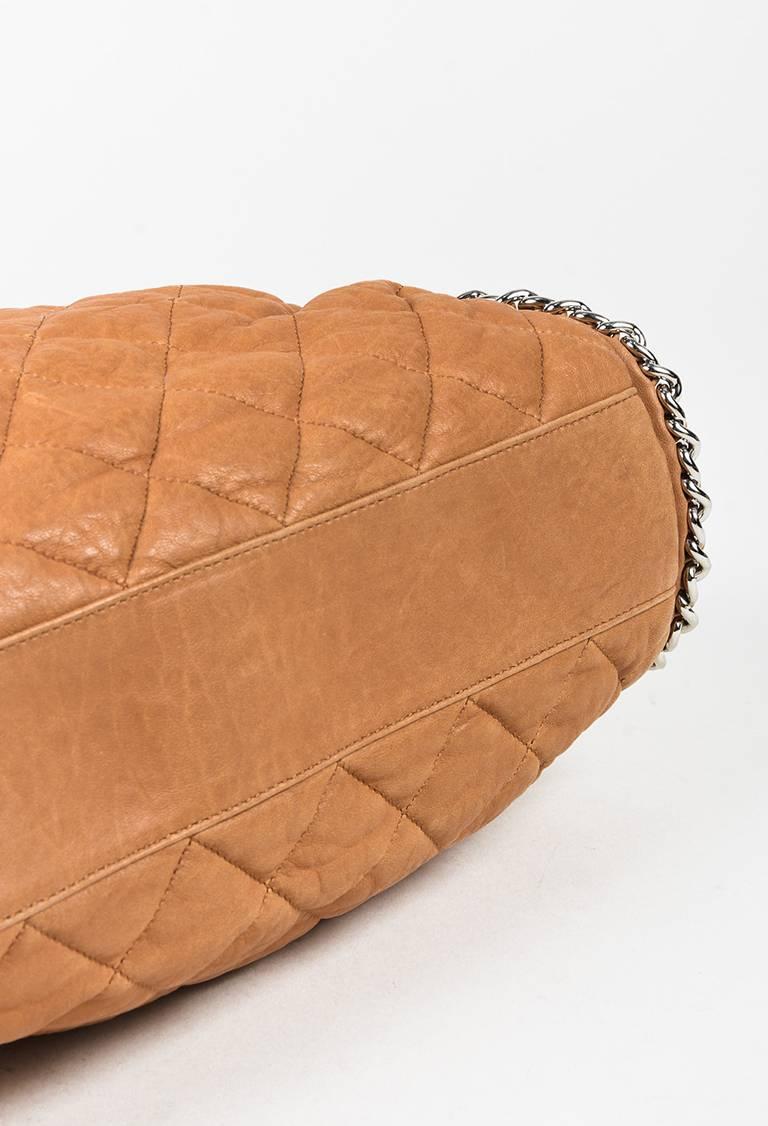 Chanel 11C Tan Soft Leather Quilted Fold Over Flap 