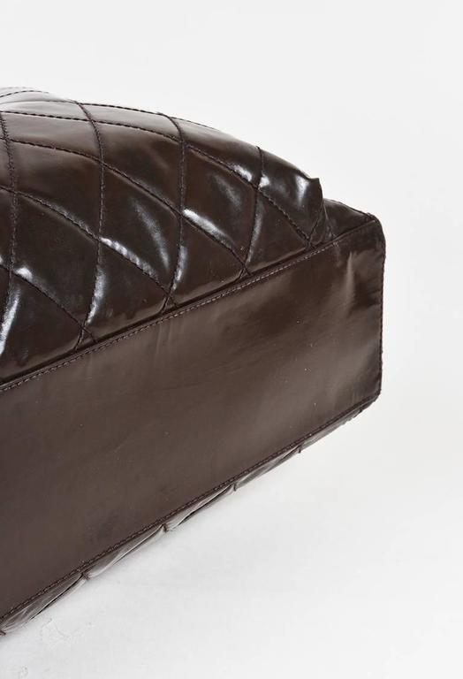 Vintage Chanel Brown Patent Leather Quilted Shopper Shoulder Tote Bag ...