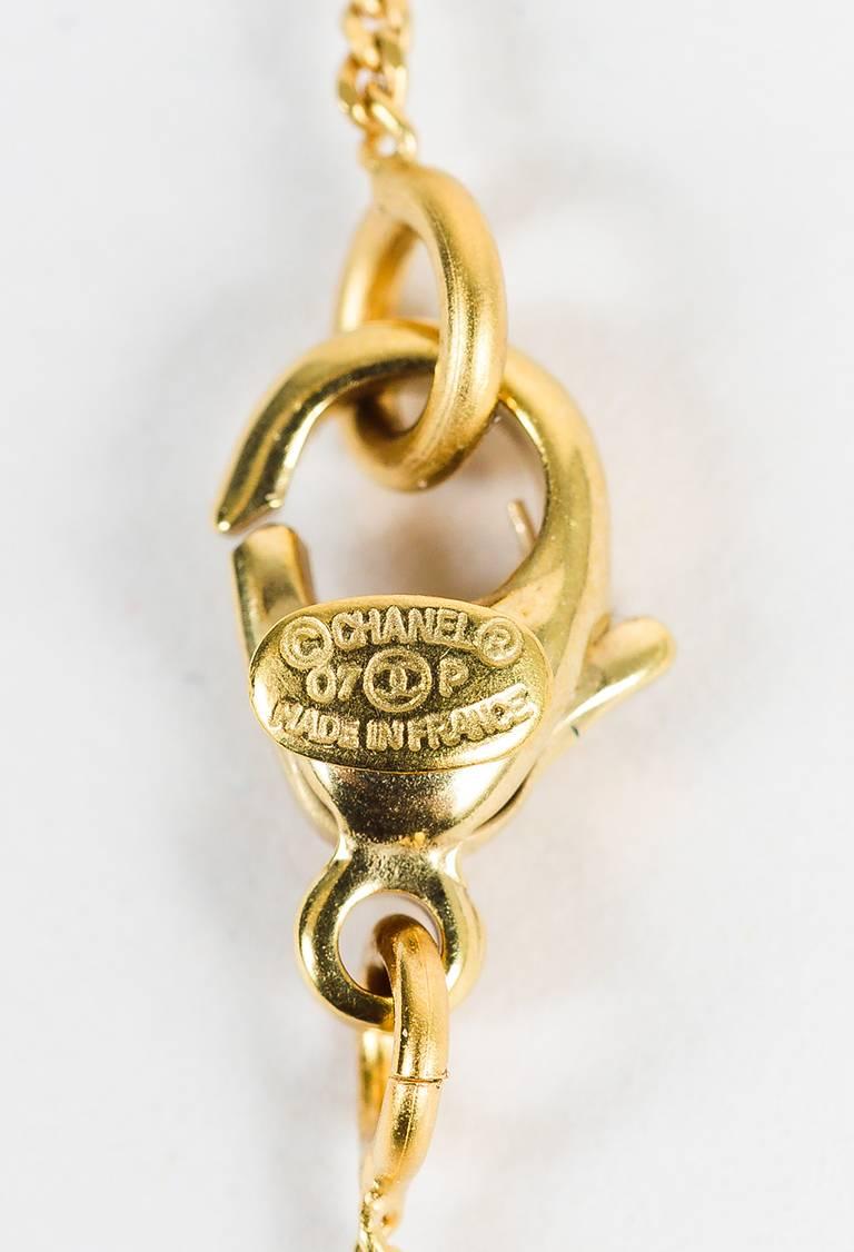 Women's Chanel 07P Gold Tone Metal Cream Enamel 'CC' Butterfly Pendant Necklace