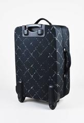 Chanel Black White Canvas Graphic Diamond Print Travel Rolling Suitcase Bag