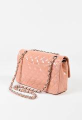 Chanel Pink Patent Quilted "Medium Double Flap" Shoulder Bag