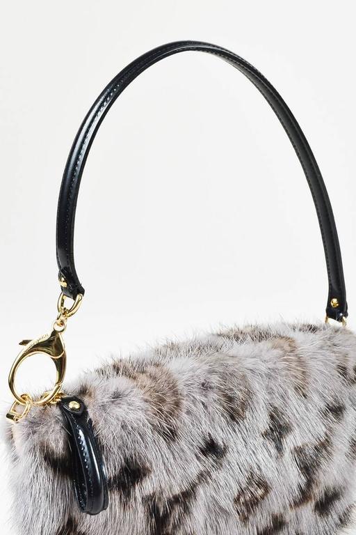 Louis Vuitton Gray Brown Black Mink Fur Monogram Milla MM Pouch Wristlet  Bag