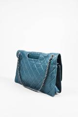 Chanel Teal Lambskin Leather Quilted Double Flap Maxi "Takeaway" Bag