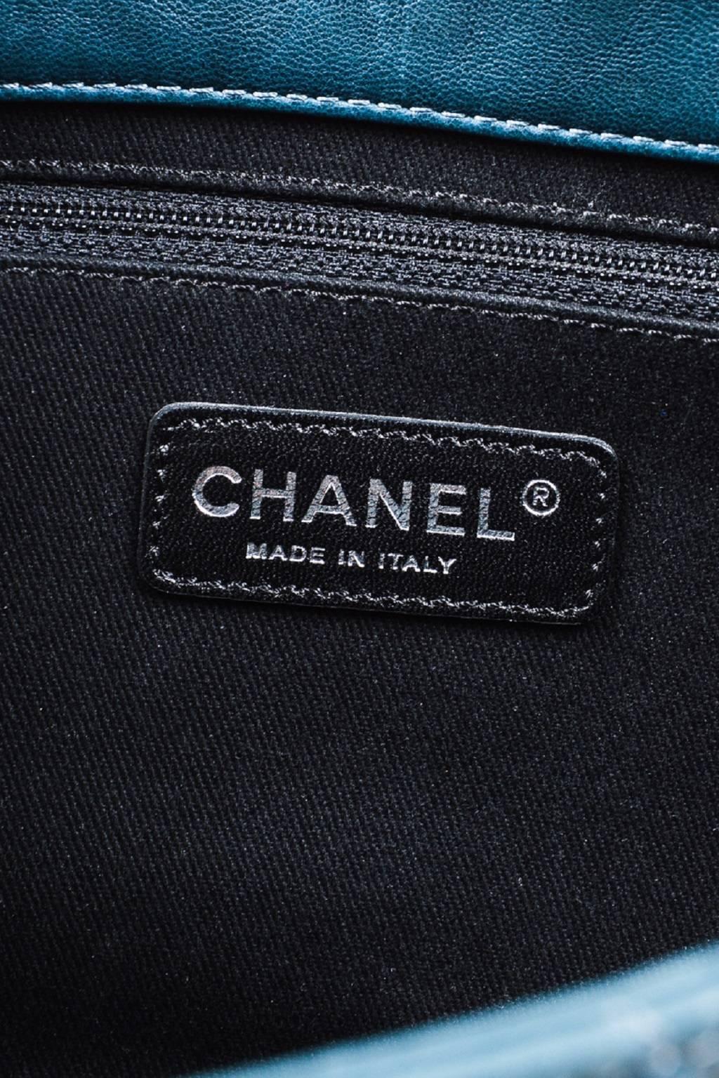 Chanel Teal Lambskin Leather Quilted Double Flap Maxi 