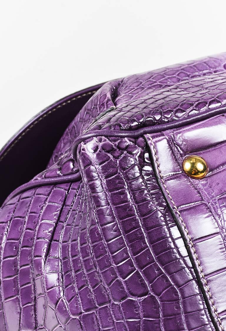 Gray Gucci Purple Crocodile Belly Gold Tone 'GG' 
