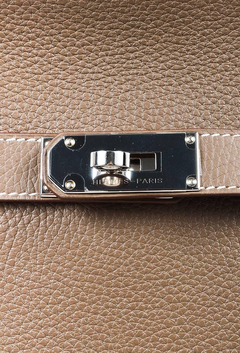 Hermes Etoupe Clemence Leather Palladium Medium 