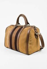 Gucci Vintage Brown Nubuck & Canvas "Boston" Bag