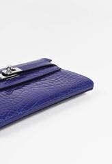 Hermes "Bleu Electrique" Shiny Alligator "Kelly Longue" Front Flap Wallet