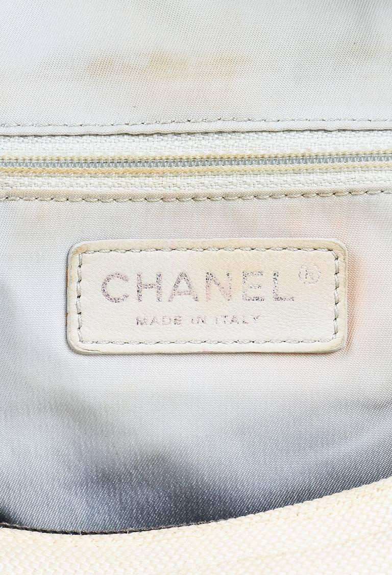 Chanel Metallic Silver Cream Quilted Canvas 