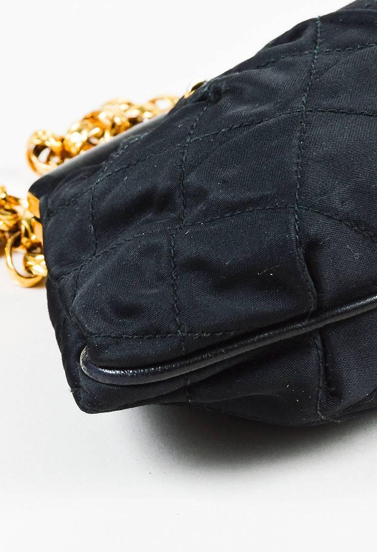 Women's or Men's Chanel Vintage Black Satin Quilted Fringe Belt Bag For Sale