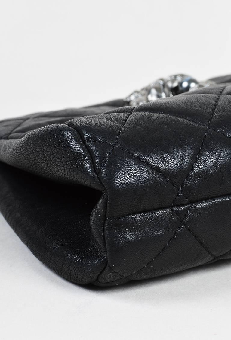 Women's Chanel Spring 2011 Black Lambskin Quilted Lion Relief & 'CC' Pearl 