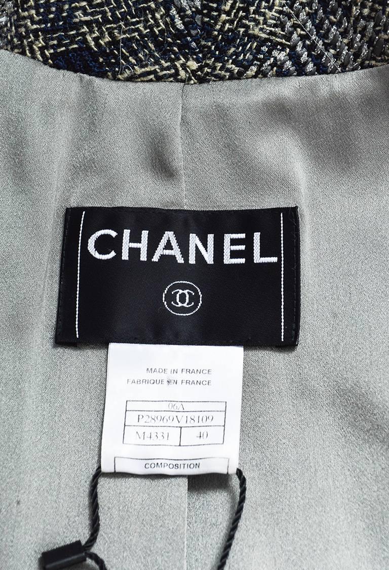 Women's Chanel Autumn 2006 Blue Black & Metallic Tweed Pleated Tailcoat SZ 40 For Sale