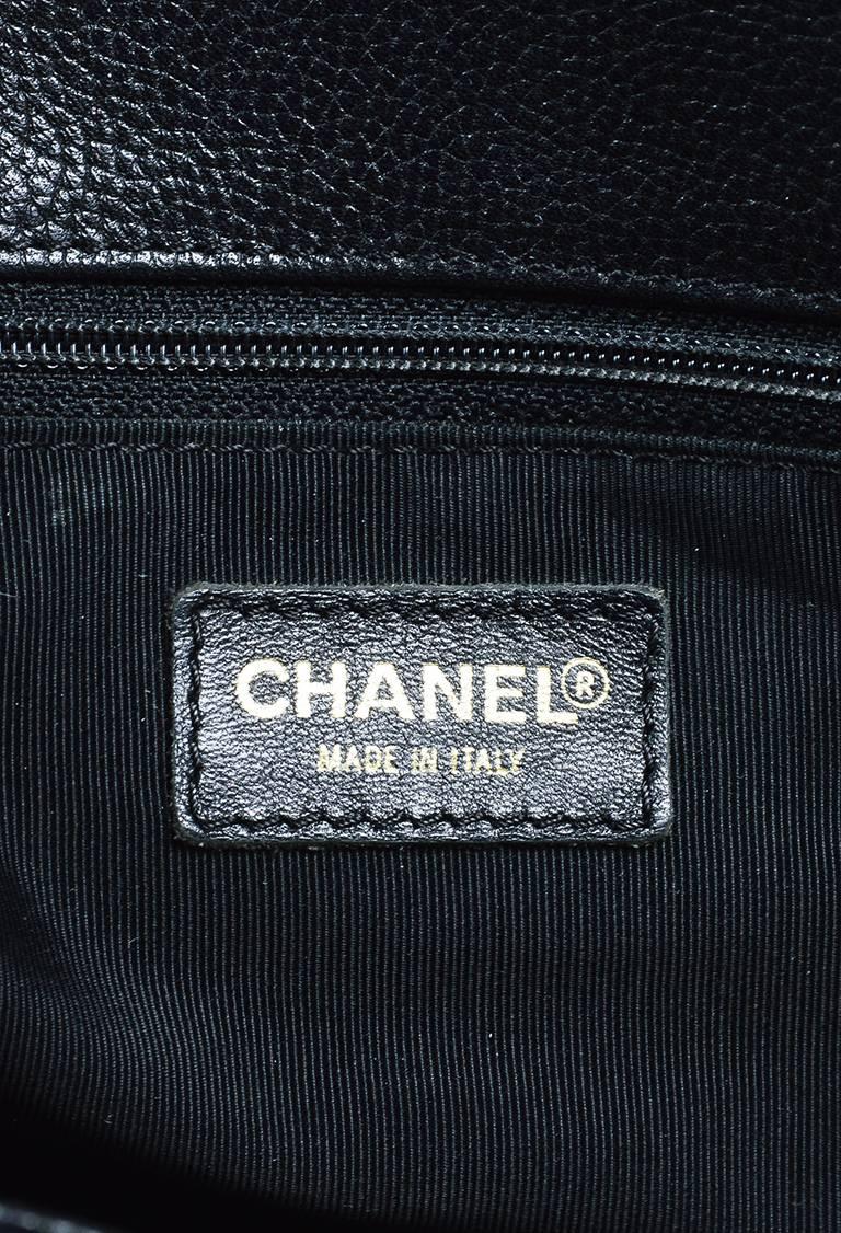 Chanel Black Grained Leather Gold Tone 'CC' 