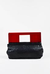 Bottega Veneta Vintage Black LeathRed Plexiglass Clutch Bag