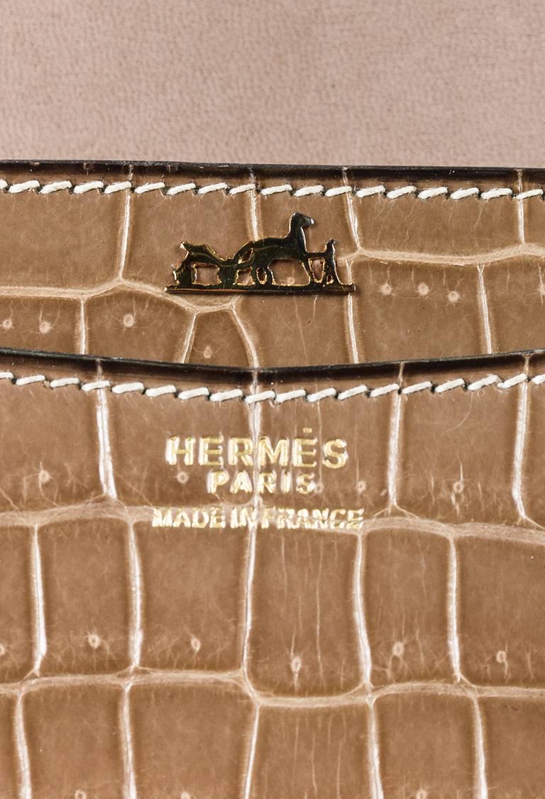 Vintage Hermes Taupe Genuine Crocodile Front Flap 