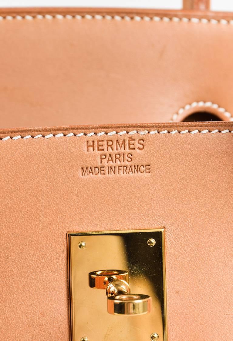 Hermes Tan & Khaki Chamonix Leather & Canvas Top Handle 