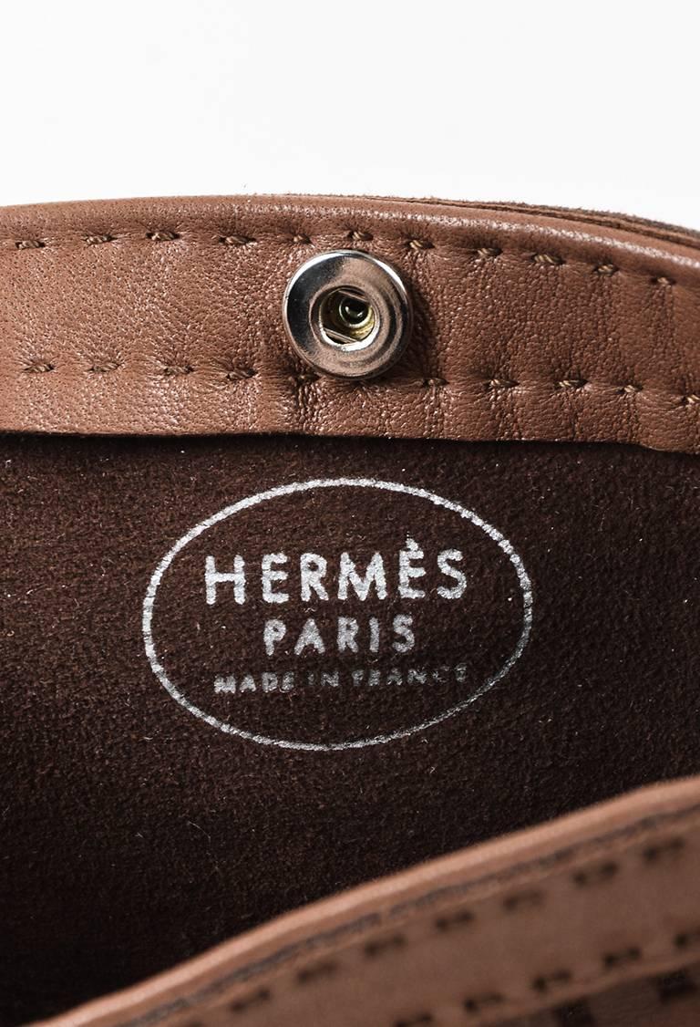 Hermes Brown Leather Perforated 'H' Buckled Single Strap Mini Crossbody Bag For Sale 2