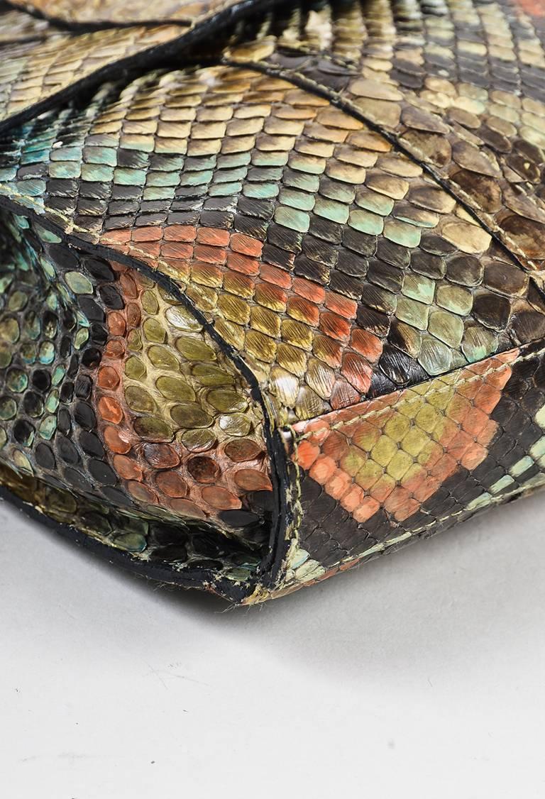 Vintage Chanel Multicolor Genuine Python 'CC' Front Flap Bag In Good Condition For Sale In Chicago, IL