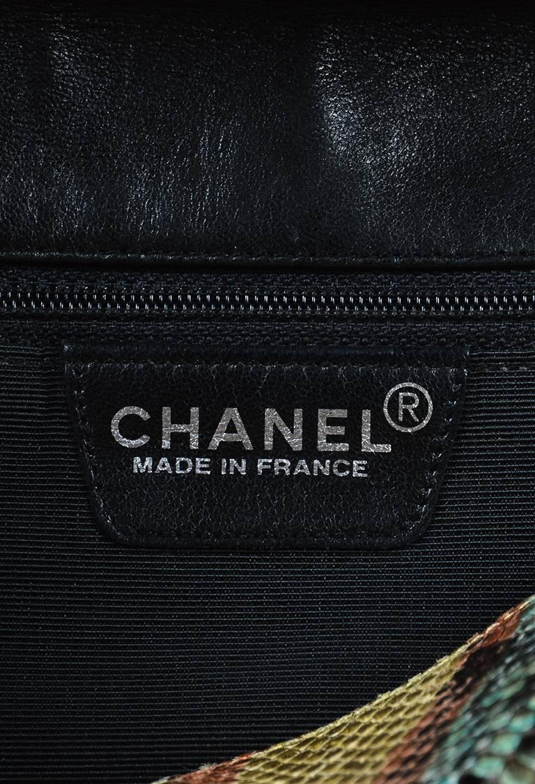 Vintage Chanel Multicolor Genuine Python 'CC' Front Flap Bag For Sale 1