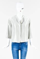 Vintage Chanel 99P Metallic Silver Satin Crop Sleeve Jacket SZ 40