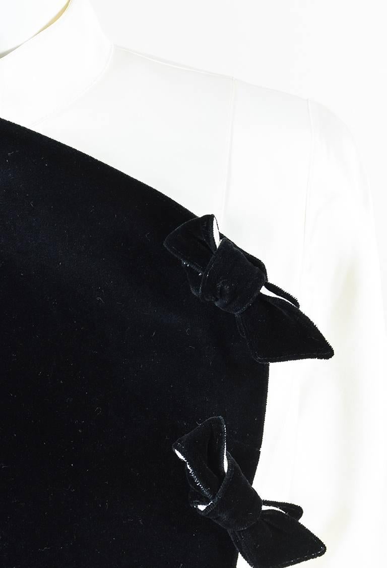 Men's Vintage Thierry Mugler Black Cream Velvet Satin Bow Long Sleeve Jacket SZ 38 For Sale